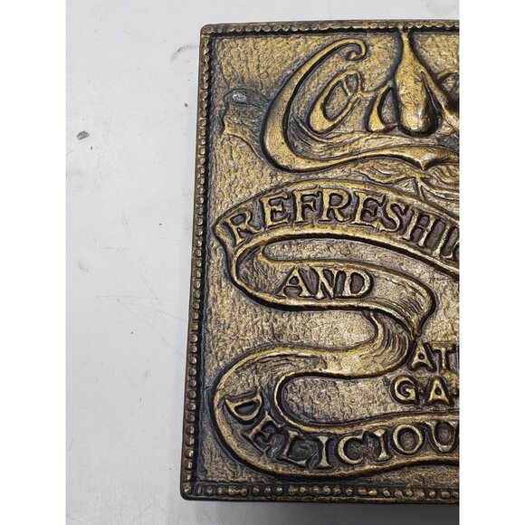 Vintage Stamped Solid Brass Tiffany Foundry Coca-Cola Topless Lady Belt Buckle - Picture 2 of 9